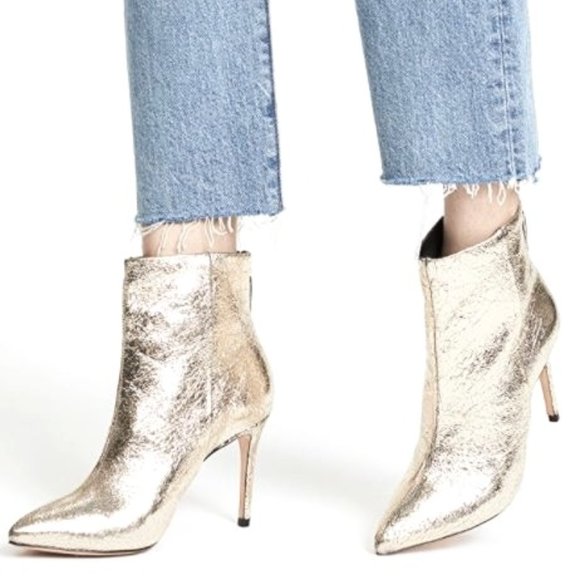 SCHUTZ Shoes - Schutz Ginny Stiletto Ankle Boot, Gold Crackle, 8